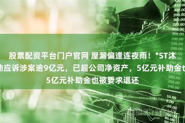 股票配资平台门户官网 屋漏偏逢连夜雨！*ST沐邦近一年被动应诉涉案逾9亿元，已超公司净资产，5亿元补助金也被要求退还